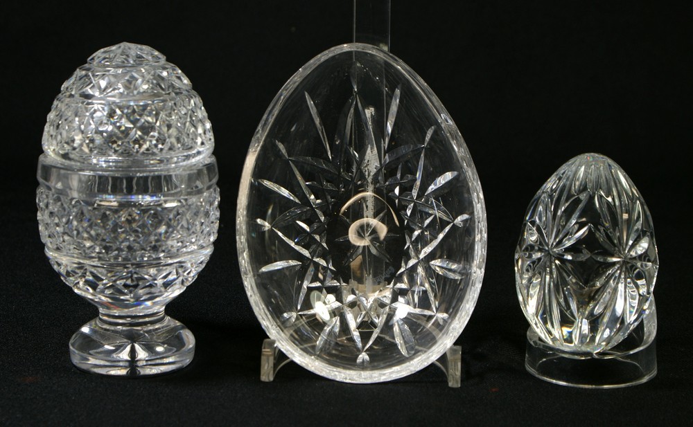 Appraisal: Pieces of Waterford Crystal including egg paperweight egg dish tall