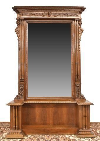 Appraisal: Italian Renaissance Revival carved hall mirror th c molded cornice