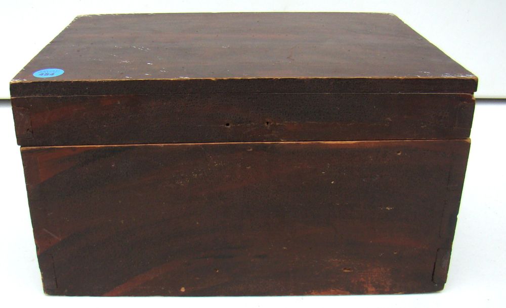 Appraisal: GRAIN-PAINTED WOODEN LIFT-TOP BOX th CenturyWith red and black paint