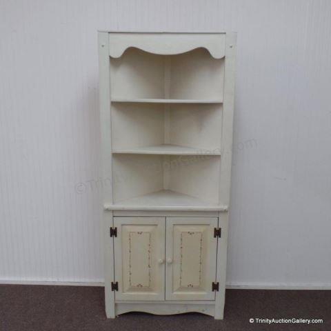 Appraisal: Vintage Shabby Chic Corner DIsplay Cabinet Made of solid pine