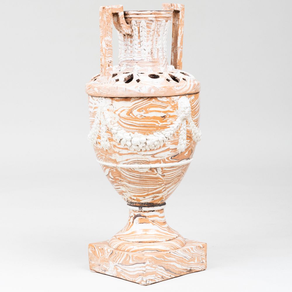 Appraisal: Large French Neoclassical Glazed Aptware Urn x in diam Master