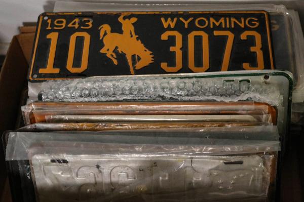 Appraisal: A COLLECTION OF VINTAGE LICENSE PLATESFifty-eight license plates ONSITE AUCTION