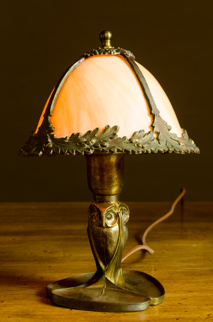 Appraisal: A SMALL BRADLEY HUBBARD OWL BASE TABLE LAMP The Bradley