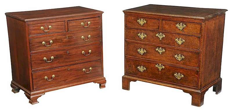 Appraisal: Two Similar Period Georgian Bachelor's Chests British th century five