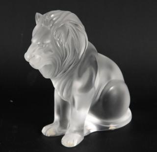 Appraisal: LALIQUE FRANCE GLASS SCULPTURE OF A SEATED LION GLASS SCULPTURE