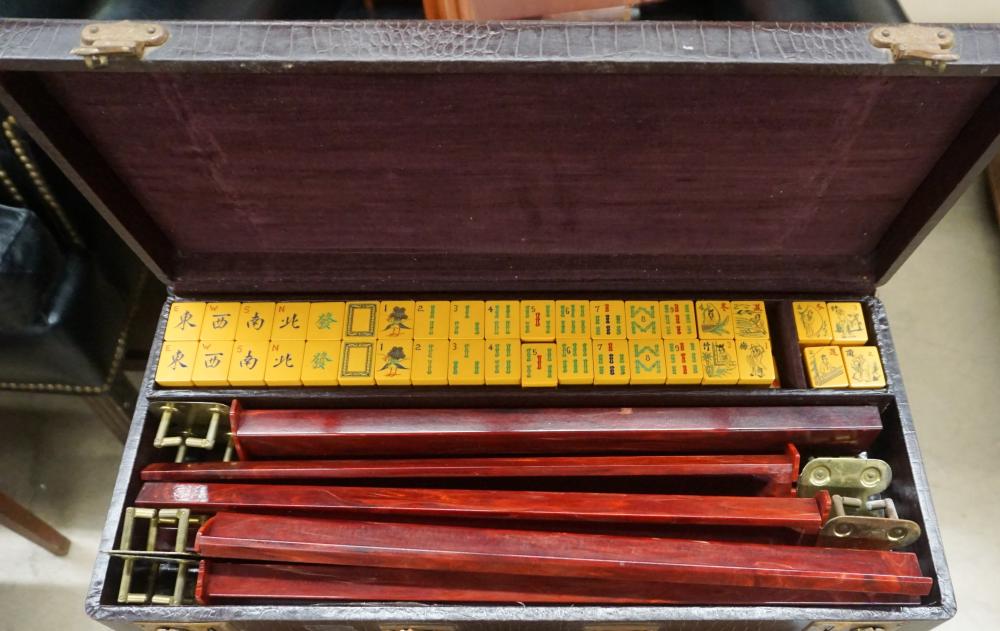 Appraisal: Chinese Composite Mahjong Set with Lacquered Dividers with Carrying Case