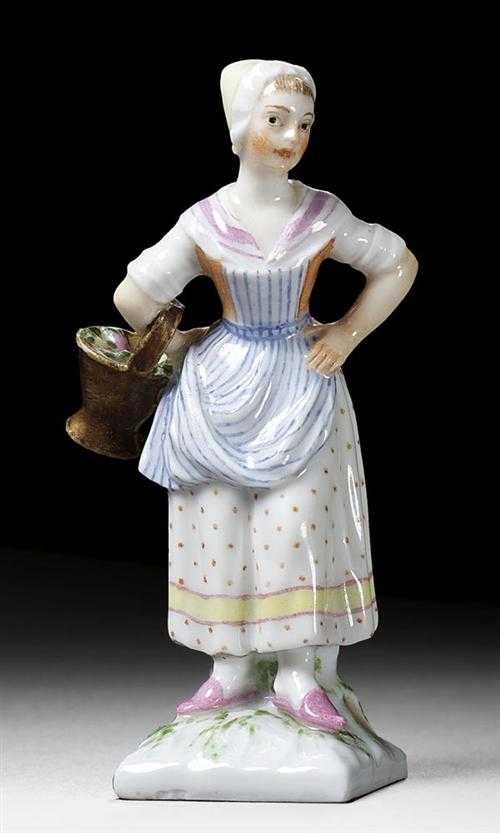 Appraisal: MINIATURE FIGURE OF A MAID Berlin KPM circa Underglaze blue