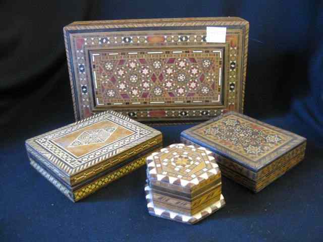 Appraisal: Inlaid Wooden Boxes from '' size to '' x ''