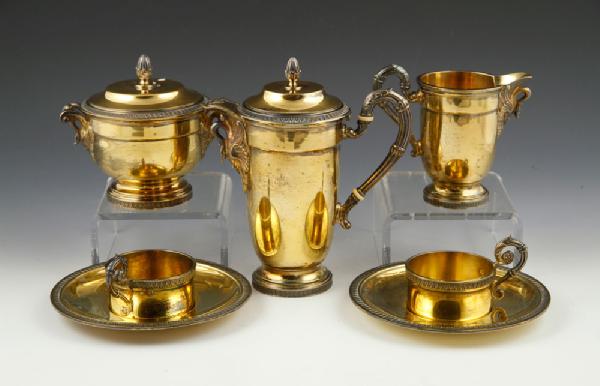 Appraisal: - th C French Empire Tea Set Silver th century