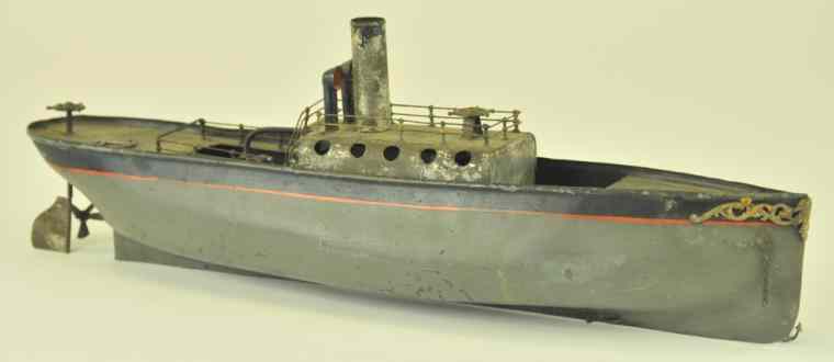 Appraisal: STEAM BOAT Hand painted tin done in grey overall well