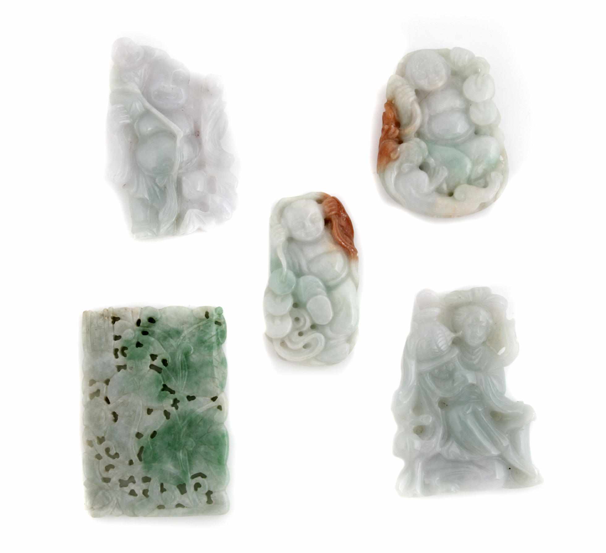 Appraisal: JewelryProperty of various owners A collection of multi-color jade carvings