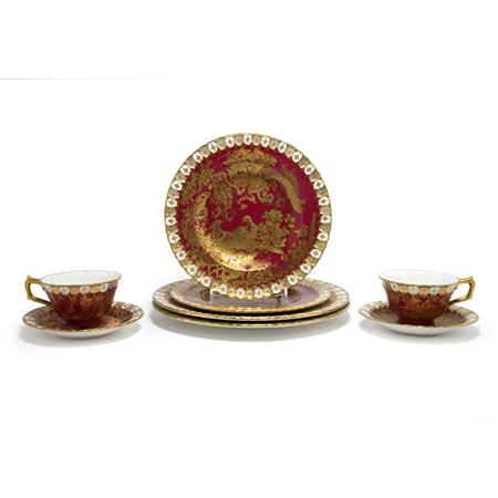 Appraisal: Royal Crown Derby Claret and Gilt Decorated Partial Dinner Service