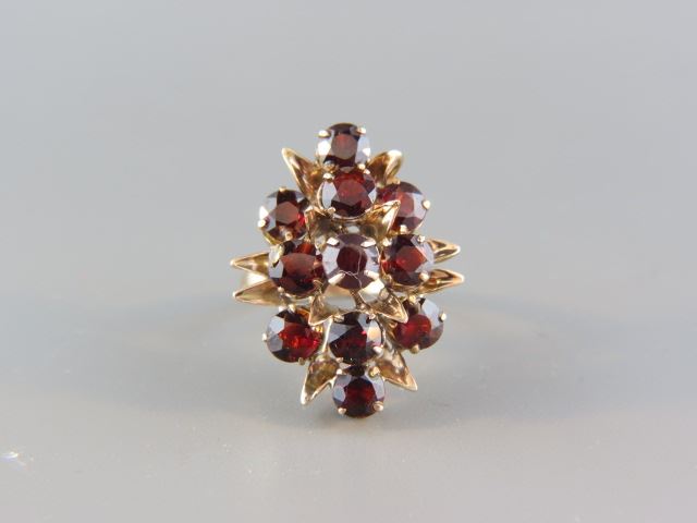 Appraisal: Garnet Ring deep red round gems totaling carats in k