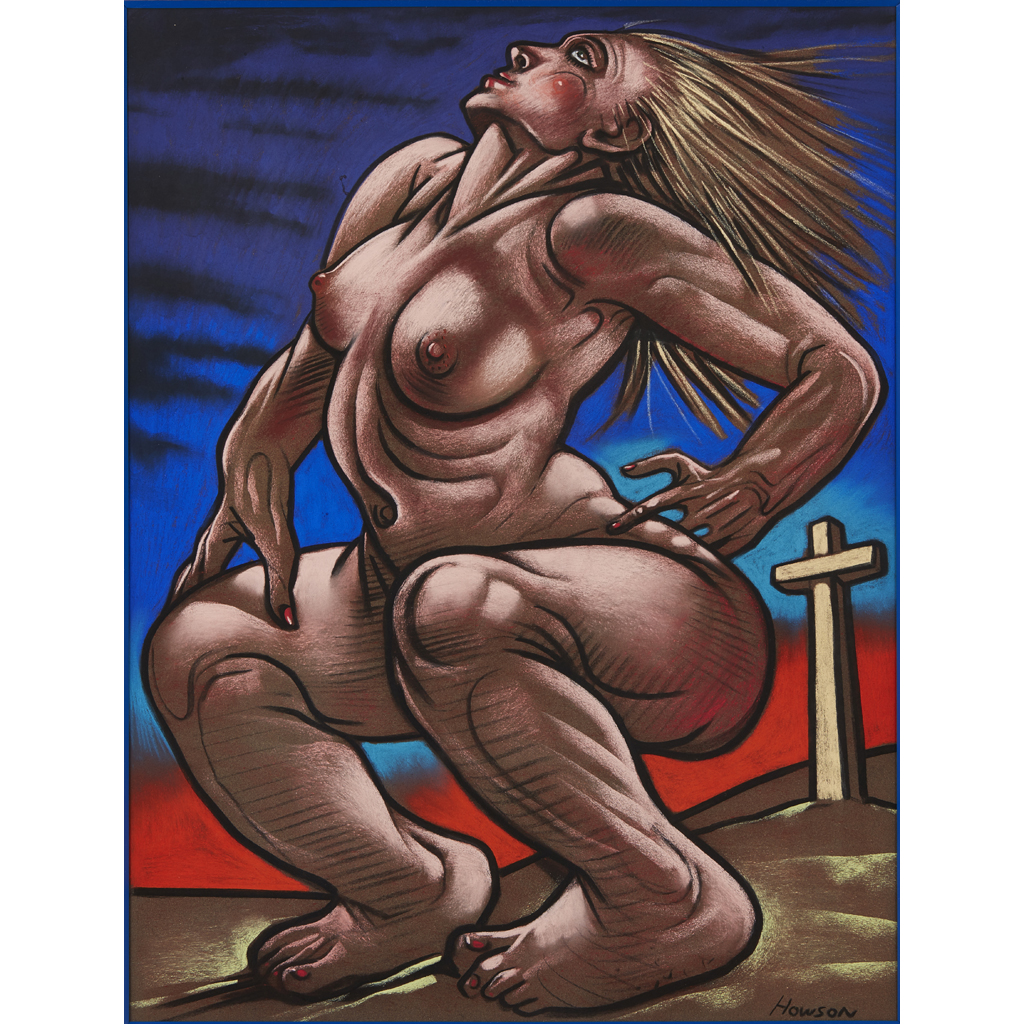 Appraisal: PETER HOWSON SCOTTISH B MADONNA Signed pastel cm x cm