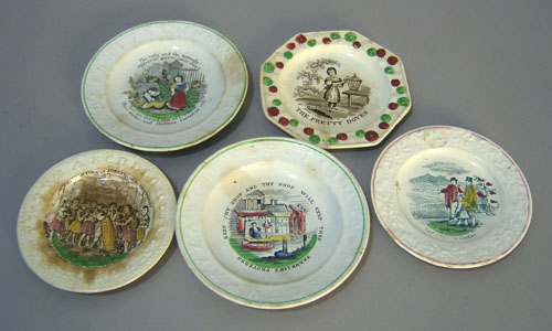 Appraisal: Five Staffordshire ABC plates th c largest - dia