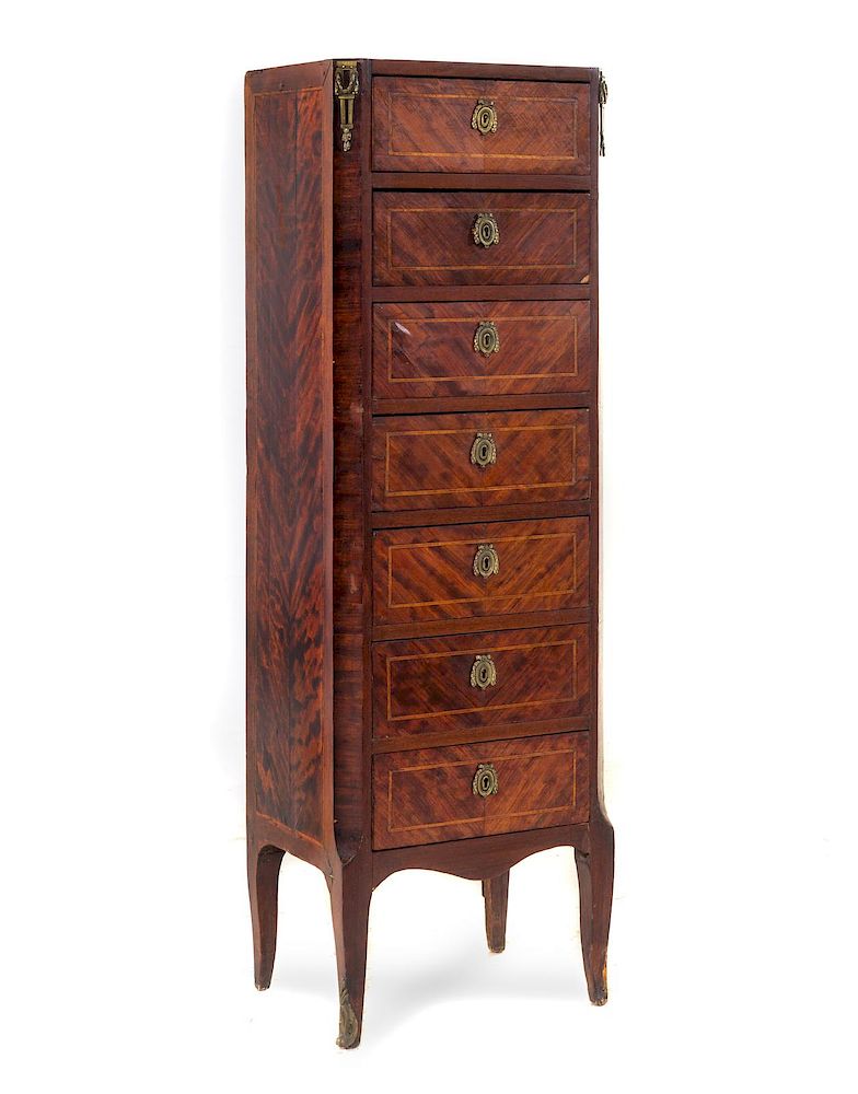 Appraisal: A Transitional Gilt Metal Mounted Mahogany Semainier A Transitional Gilt