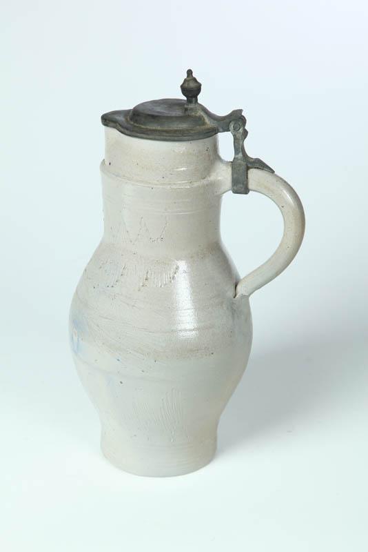 Appraisal: STONEWARE JUG AND FLAGON Germany th century Includes an ovoid