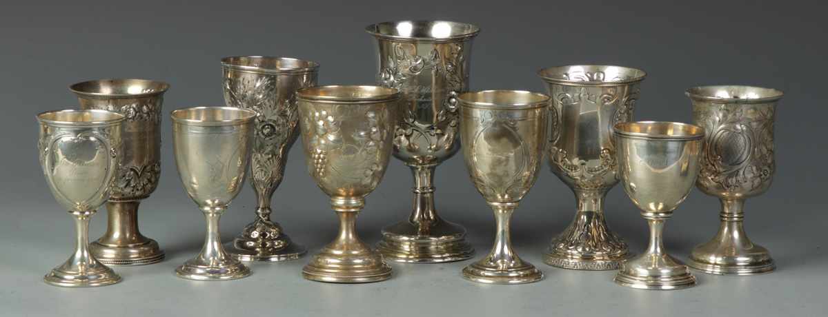 Appraisal: Coin Silver Goblets Coin Silver Goblets Various th Cent Makers