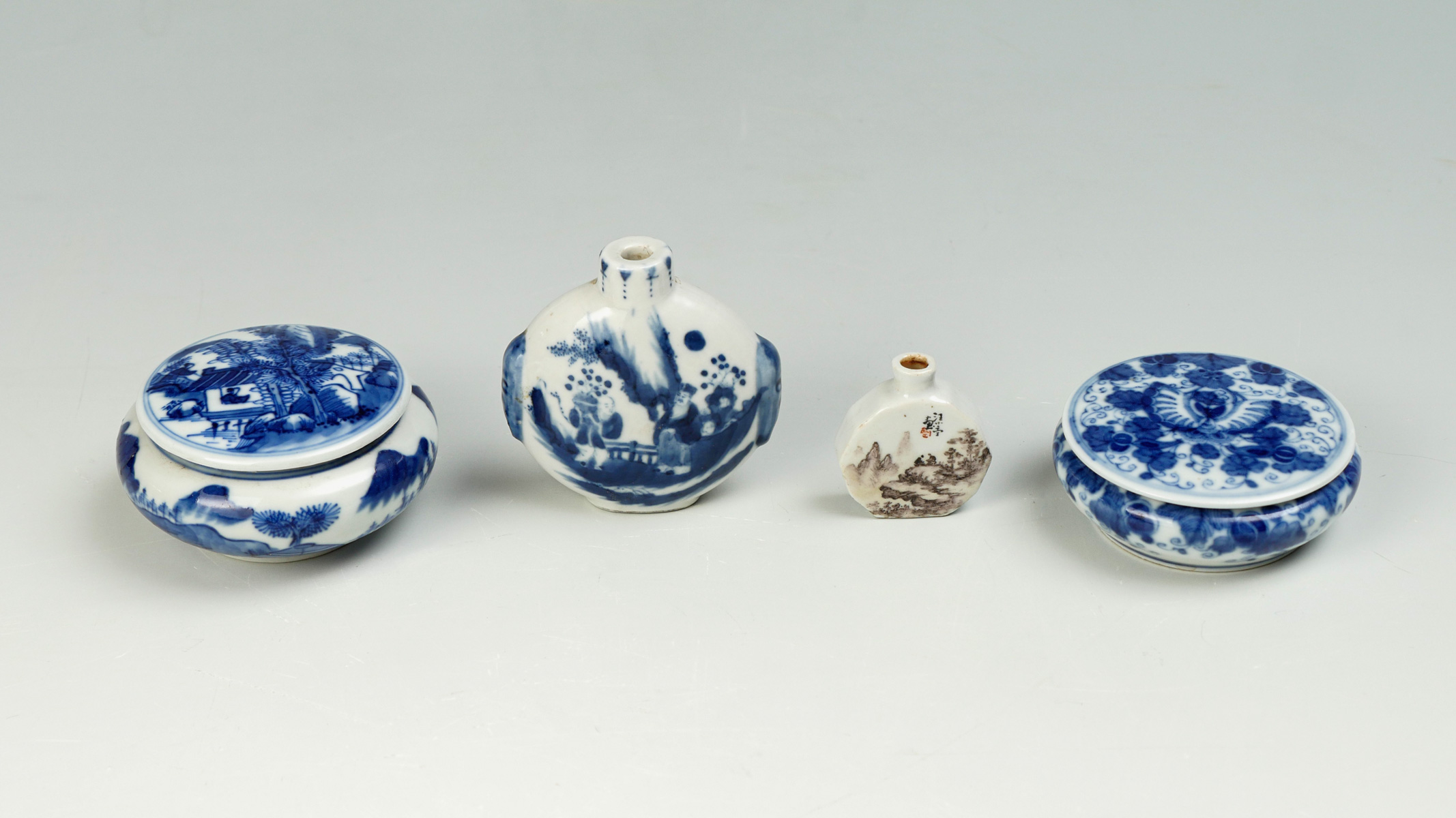 Appraisal: PIECE CHINESE TRINKET DISH AND SNUFF BOTTLES Comprising - Covered