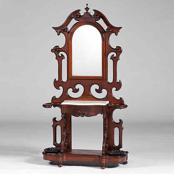 Appraisal: Renaissance Revival Walnut Hall Stand American th century A Renaissance