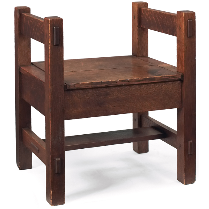 Appraisal: Early and rare Gustav Stickley hall seat uncataloged form with