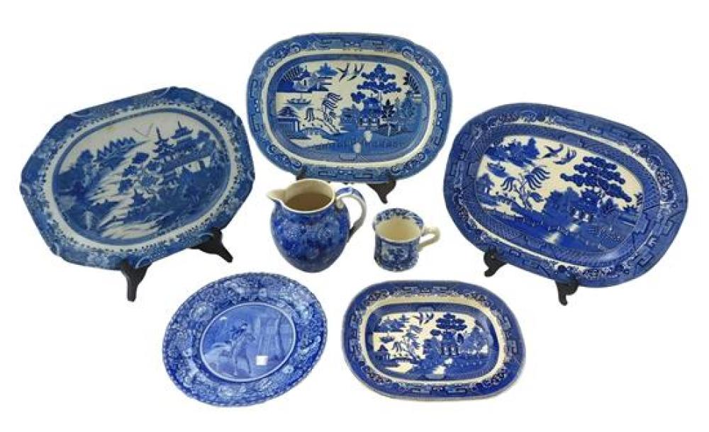 Appraisal: Burslem Mottahedeh etc seven pieces of blue and white transferware