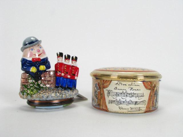 Appraisal: Two Halcyon Days boxes including music box commemorating Johann Strauss