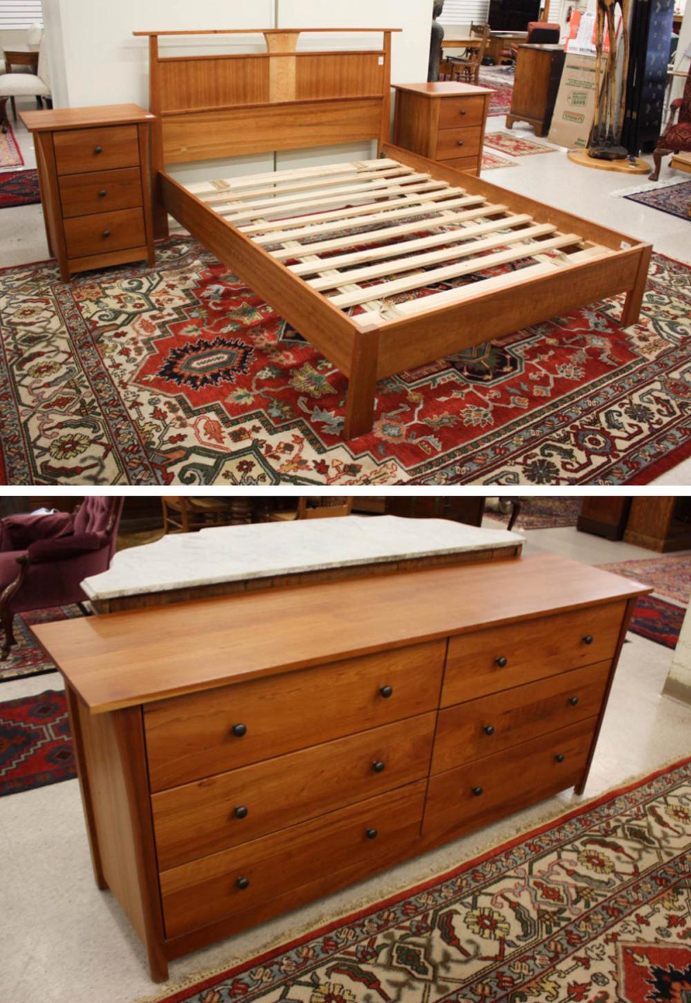 Appraisal: FOUR-PIECE BEDROOM FURNITURE GROUP handcrafted by Wood Castle Ltd Albany