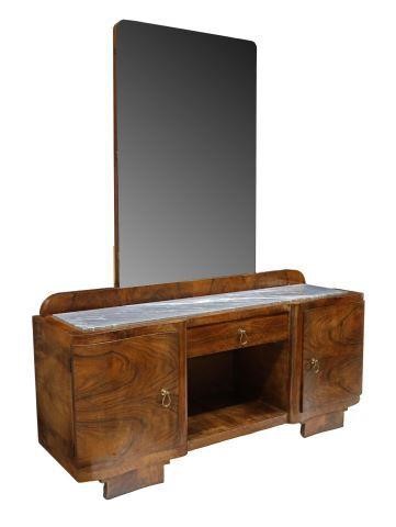 Appraisal: Art Deco walnut mirrored vanity dressing table c s having