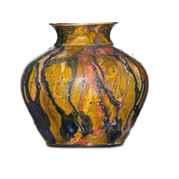 Appraisal: GEORGE OHR Vase with multicolor drip glaze Condition Report No