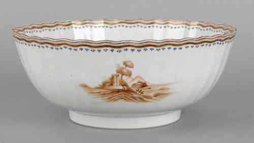 Appraisal: Chinese export porcelain bowl ca with sepia decoration of a