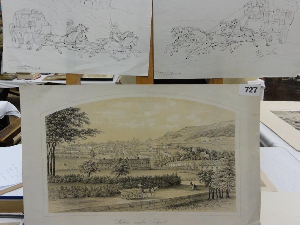 Appraisal: A pair of early Victorian pen and ink drawings one