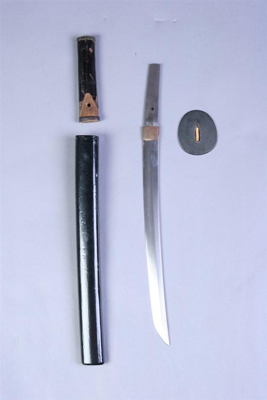 Appraisal: JAPANESE SHORT SWORD WAKIZASHI Shinto sword period th century Mounted