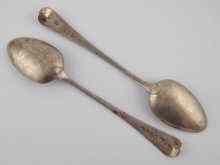 Appraisal: A pair of O E dessert spoons London with the