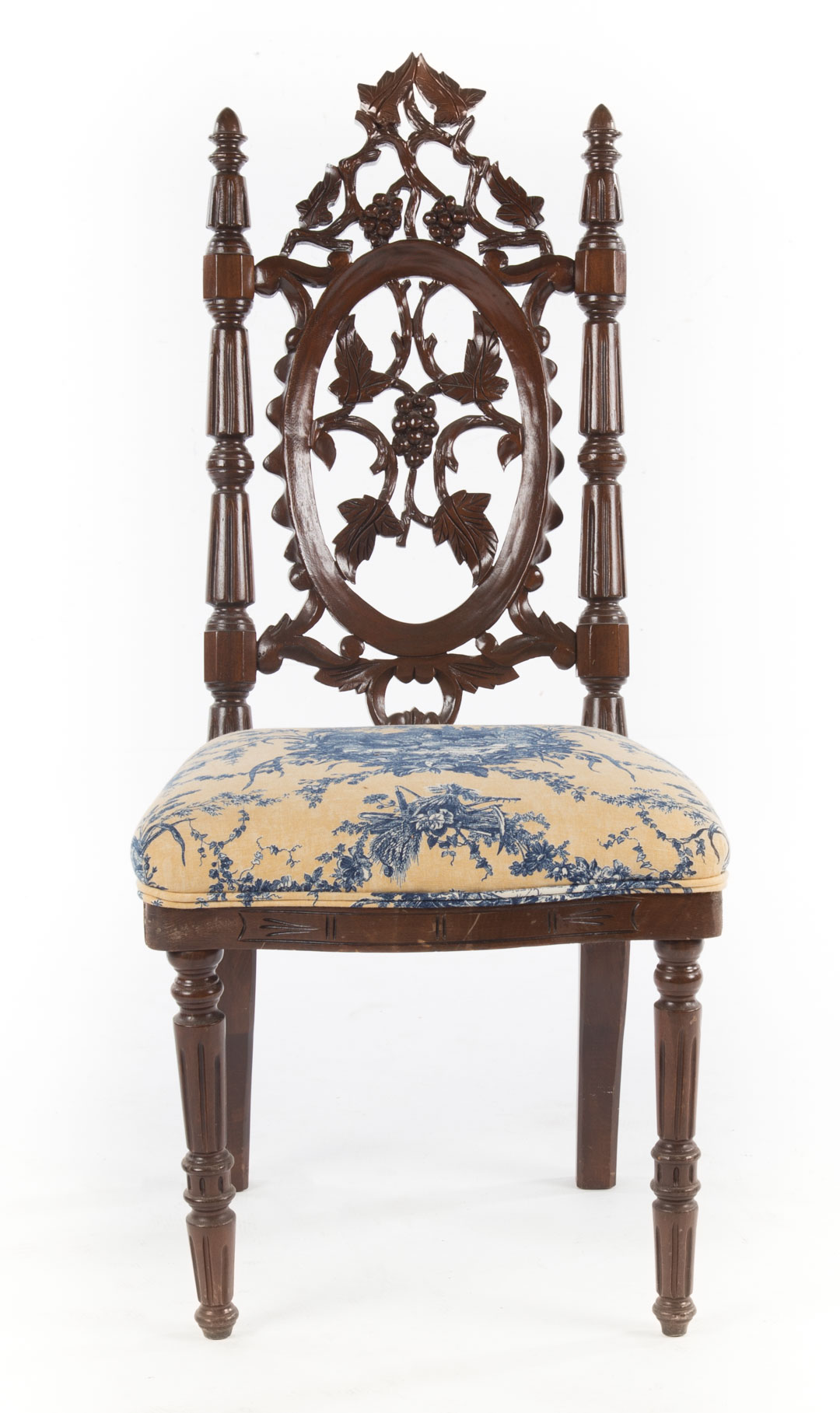 Appraisal: Rococo Revival carved rosewood side chair mid- th century grape