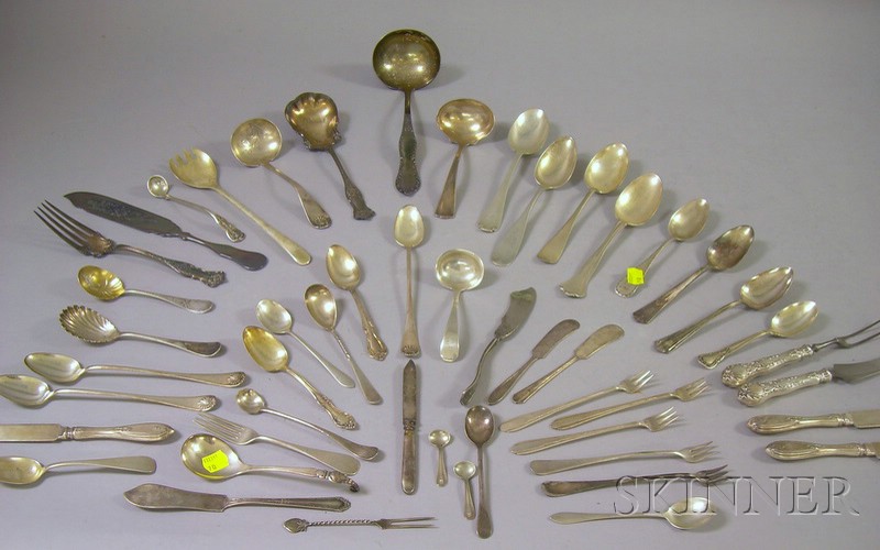 Appraisal: Approximately Fifty Pieces of Sterling and Silver Plated Flatware including