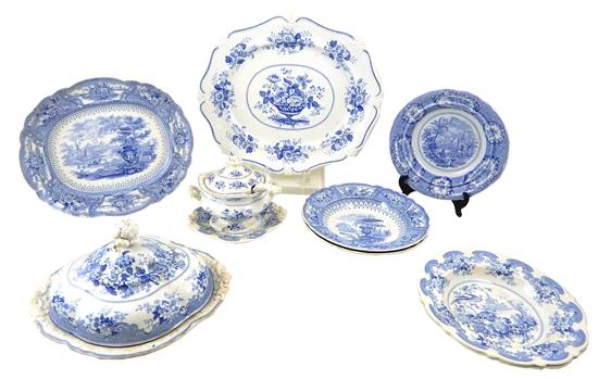 Appraisal: th C blue and white transferware serving and dining ware