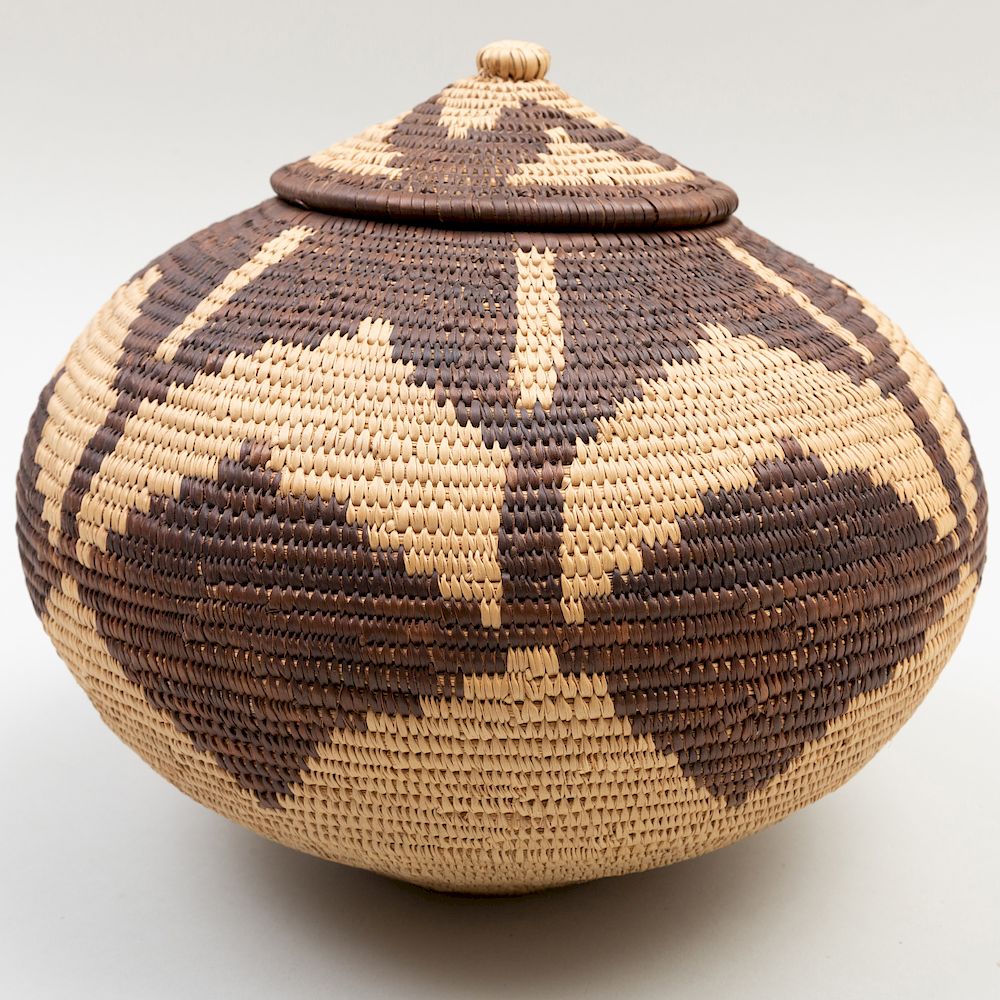 Appraisal: Coiled Basket with Lid California or Nevada x in Condition