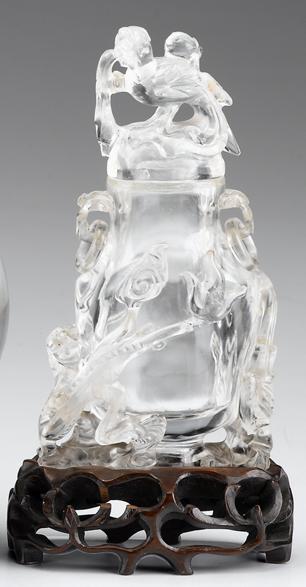 Appraisal: Chinese carved rock crystal covered vase th century