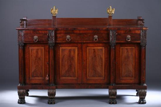 Appraisal: AMERICAN EMPIRE MAHOGANY SIDEBOARD early th century With gilt-metal eagle