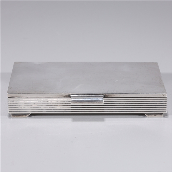 Appraisal: George Jensen sterling silver footed box with large handle the