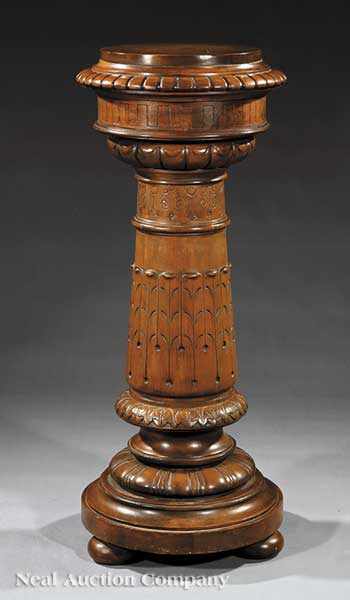 Appraisal: A Fine American Neo-Grec Carved and Incised Cherrywood Pedestal c