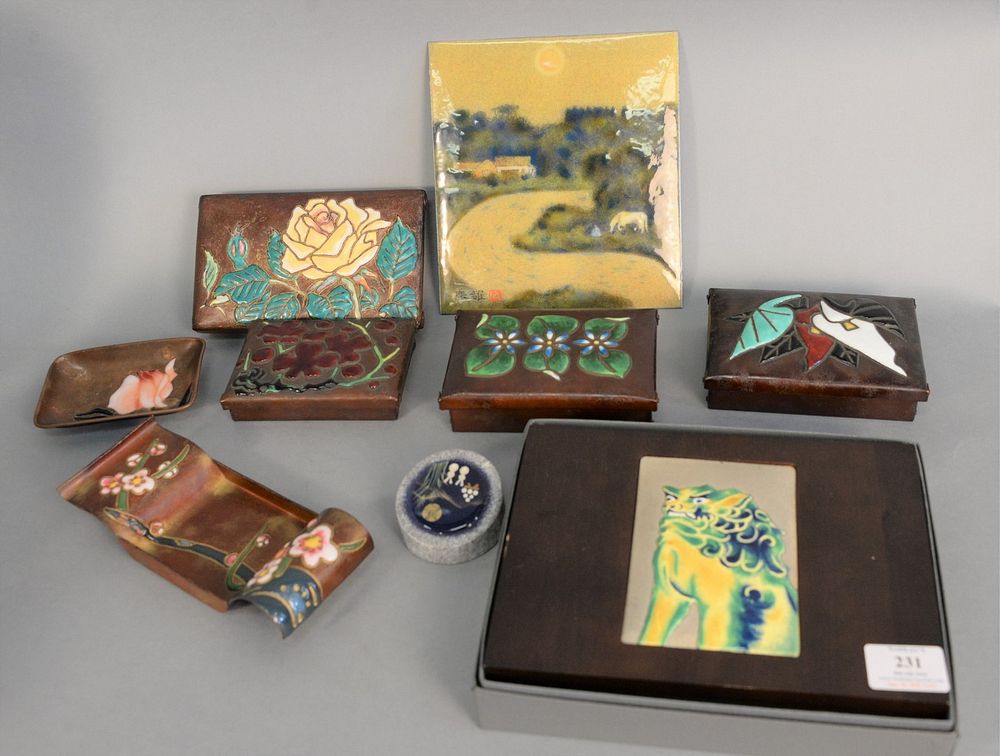 Appraisal: Group of Japanese enameled pieces to include Yamamoto Moriage enameled