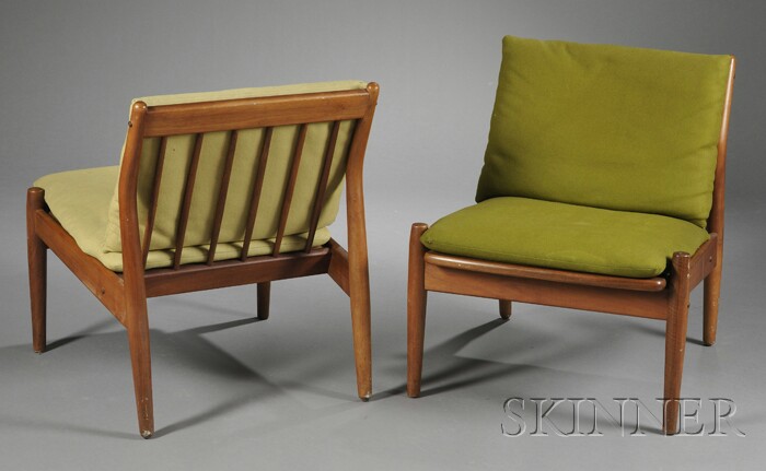 Appraisal: Pair of Danish Lounge Chairs Teak Manufactured by Sibast Mobler