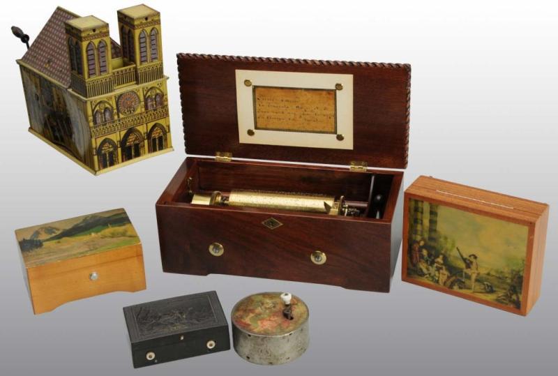 Appraisal: Lot of Miscellaneous Music Boxes Description Includes tin church Condition