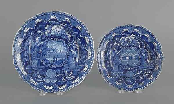 Appraisal: Two Historical blue Staffordshire America and Independence plates th c