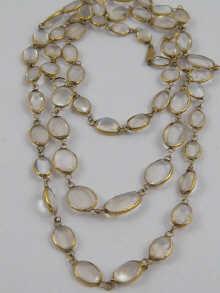 Appraisal: A yellow metal tests ct gold moonstone necklace cm long