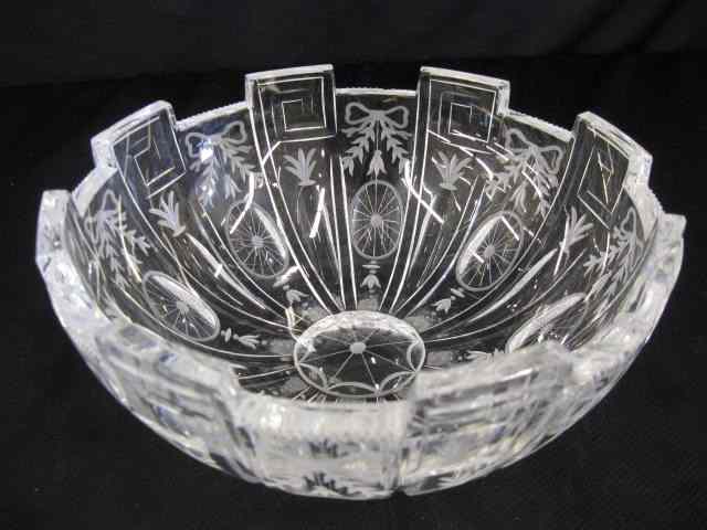 Appraisal: Hawkes Cut Glass Bowl ''Paul Revere'' Greek Key and oval