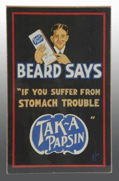 Appraisal: Cardboard Tak-A-Papsin Sign Description s to s Neat graphics with