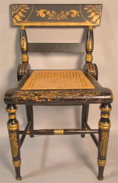 Appraisal: BALTIMORE BLACK STENCILED SIDE CHAIR